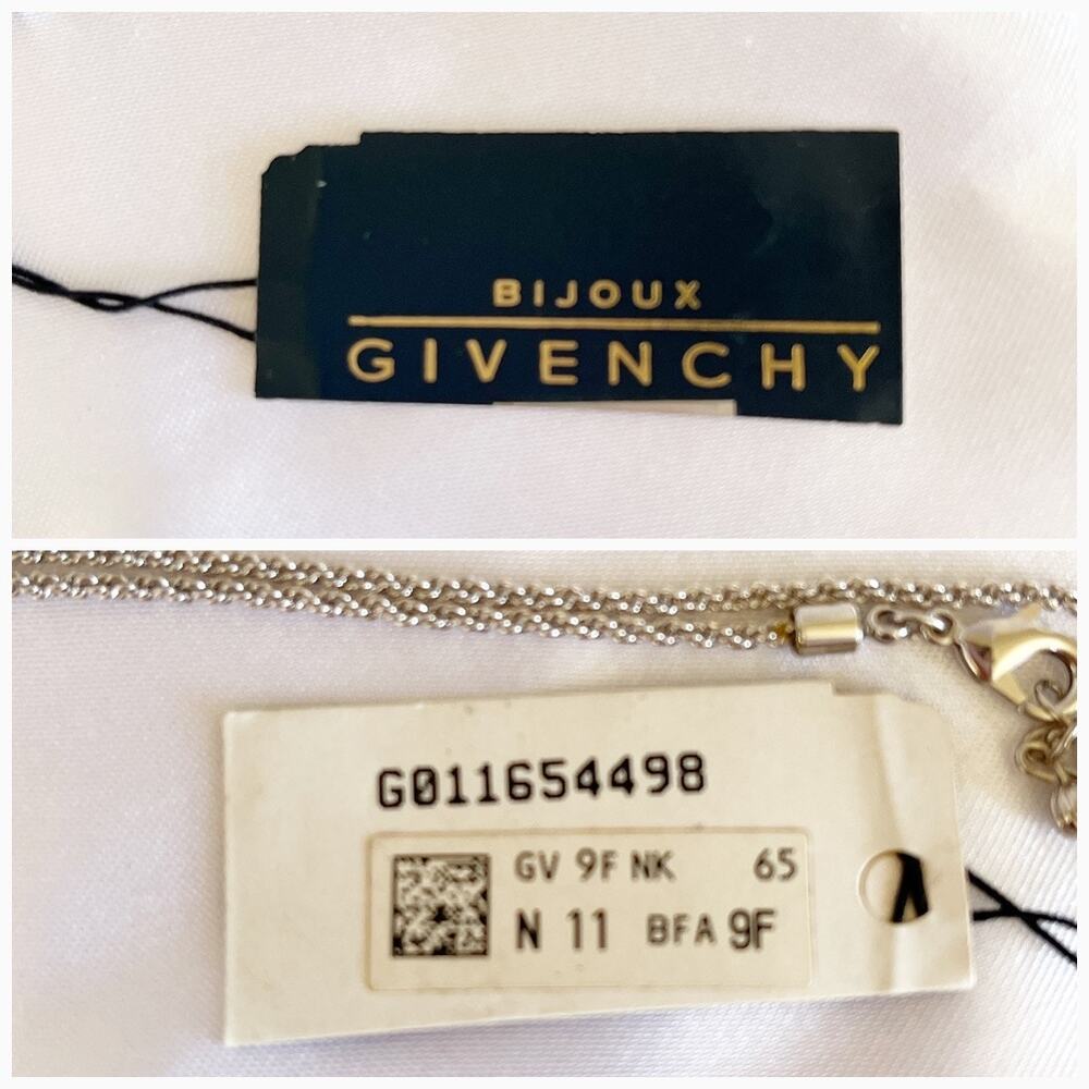 GIVENCHY Crystal Pave Silver Geometric Pendant Necklace Rodium Plated - Picture 8 of 11